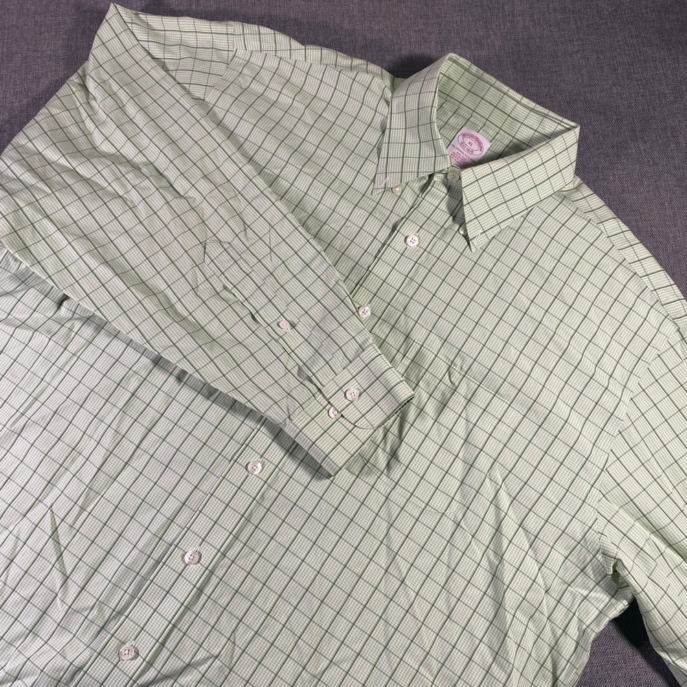 Brooks Brothers XL Plaid‎ Green Button Down Non Iron Supima Cotton Shirt